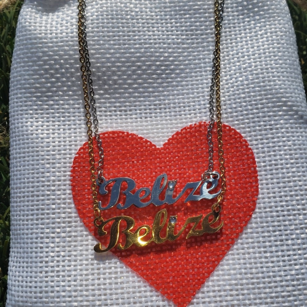 Belize Pendent necklace Chain Gold or Silver